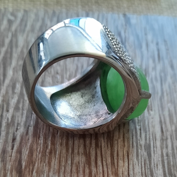 Mens Green Stone Stainless Ring - Picture 6 of 6